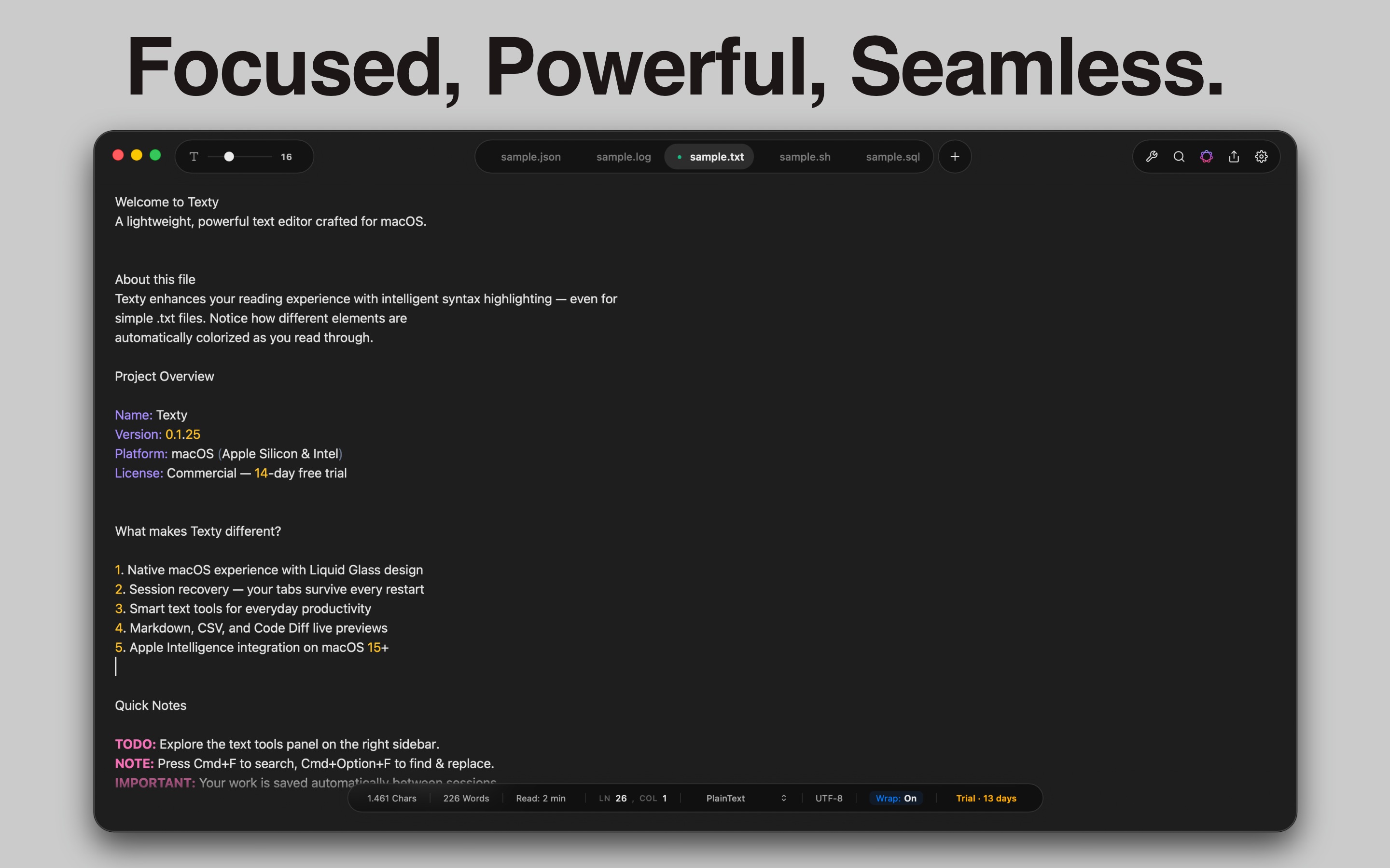 Texty - Focused, Powerful, Seamless